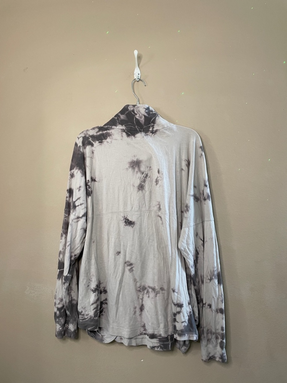 PINK by Victoria's Secret Gray & Charcoal Tie-Dye Quarter Zip Pullover SZ L - Picture 3 of 4